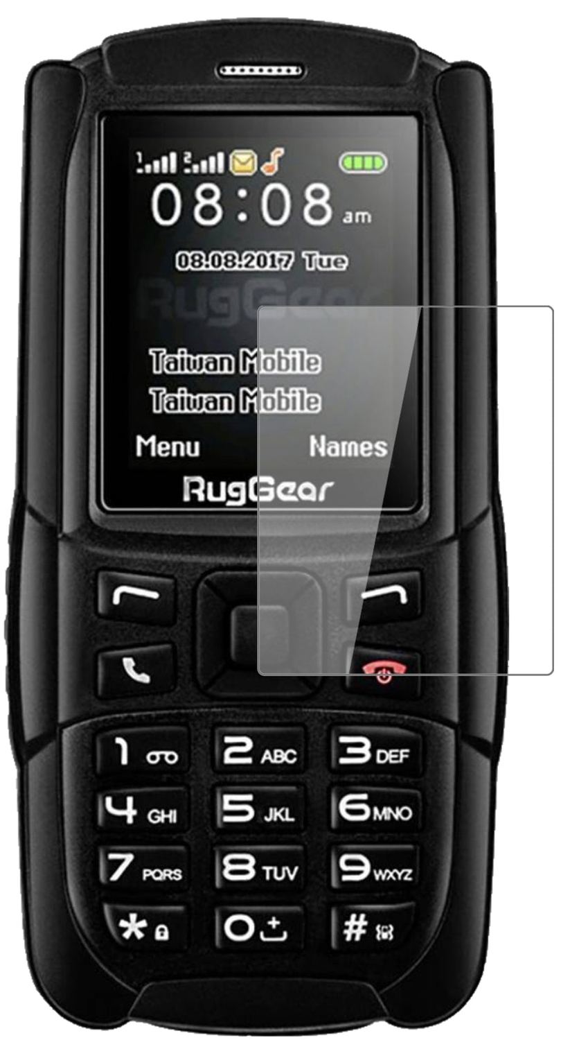 RugGearRG129 mit aufgebrachter dipos Flex Schutzfolie, glasklare Darstellung ohne Einschränkungen