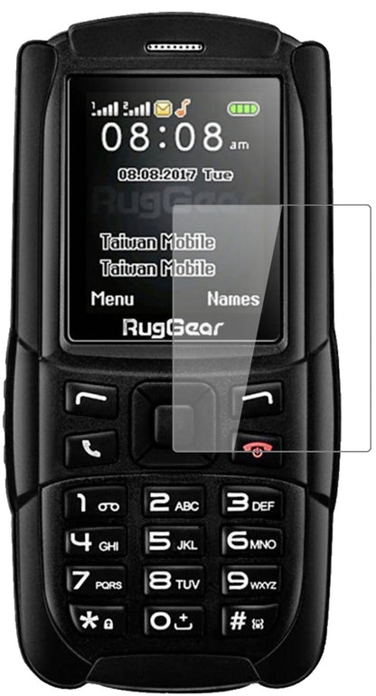 RugGearRG129 mit aufgebrachter dipos Flex Schutzfolie, glasklare Darstellung ohne Einschränkungen