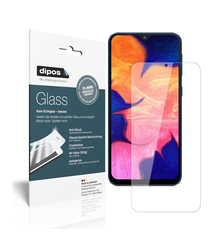 SamsungGalaxy A10 mit aufgebrachter dipos Flex Schutzfolie, glasklare Darstellung ohne Einschränkungen