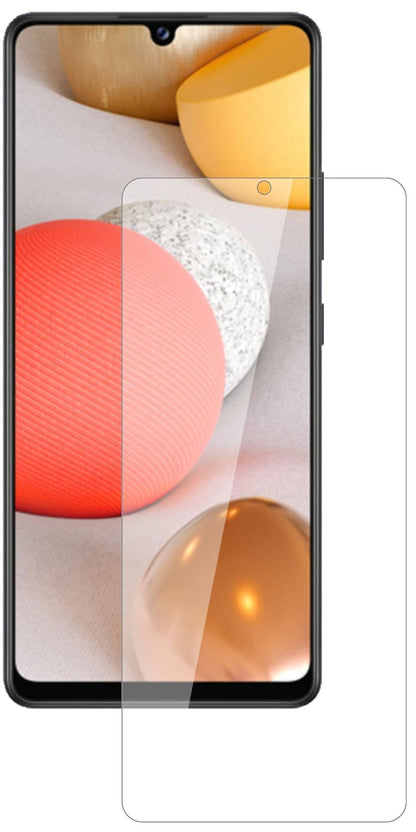 SamsungGalaxy A42 mit aufgebrachter dipos Flex Schutzfolie, glasklare Darstellung ohne Einschränkungen