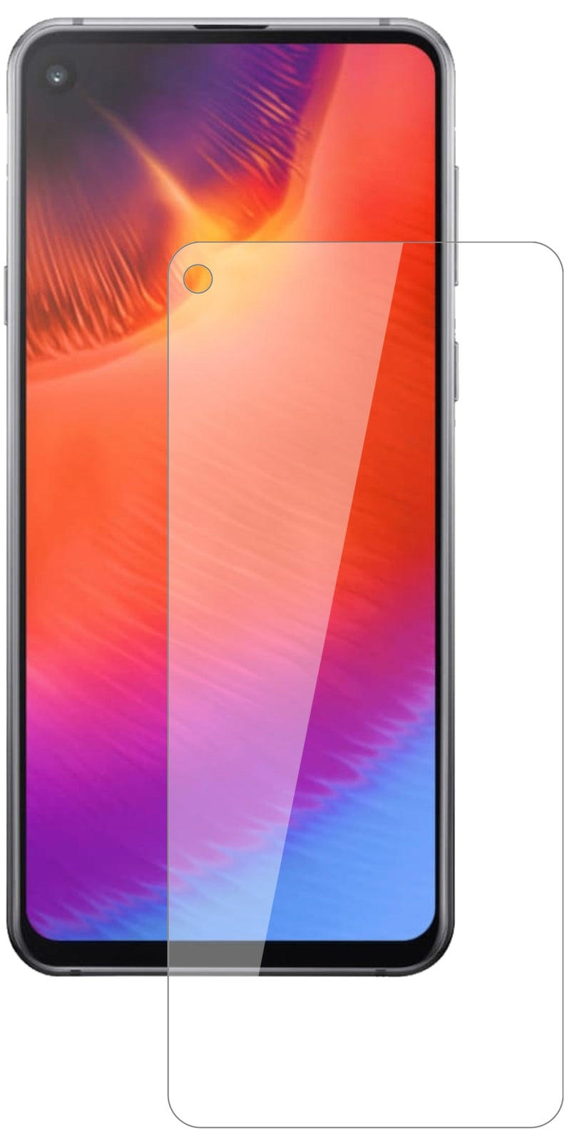 SamsungGalaxy A60 mit aufgebrachter dipos Flex Schutzfolie, glasklare Darstellung ohne Einschränkungen