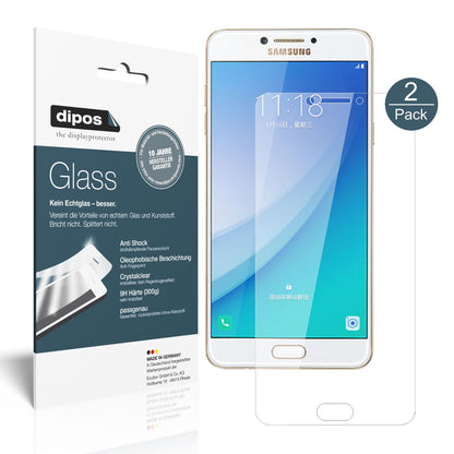 SamsungGalaxy C7 Pro mit aufgebrachter dipos Flex Schutzfolie, glasklare Darstellung ohne Einschränkungen