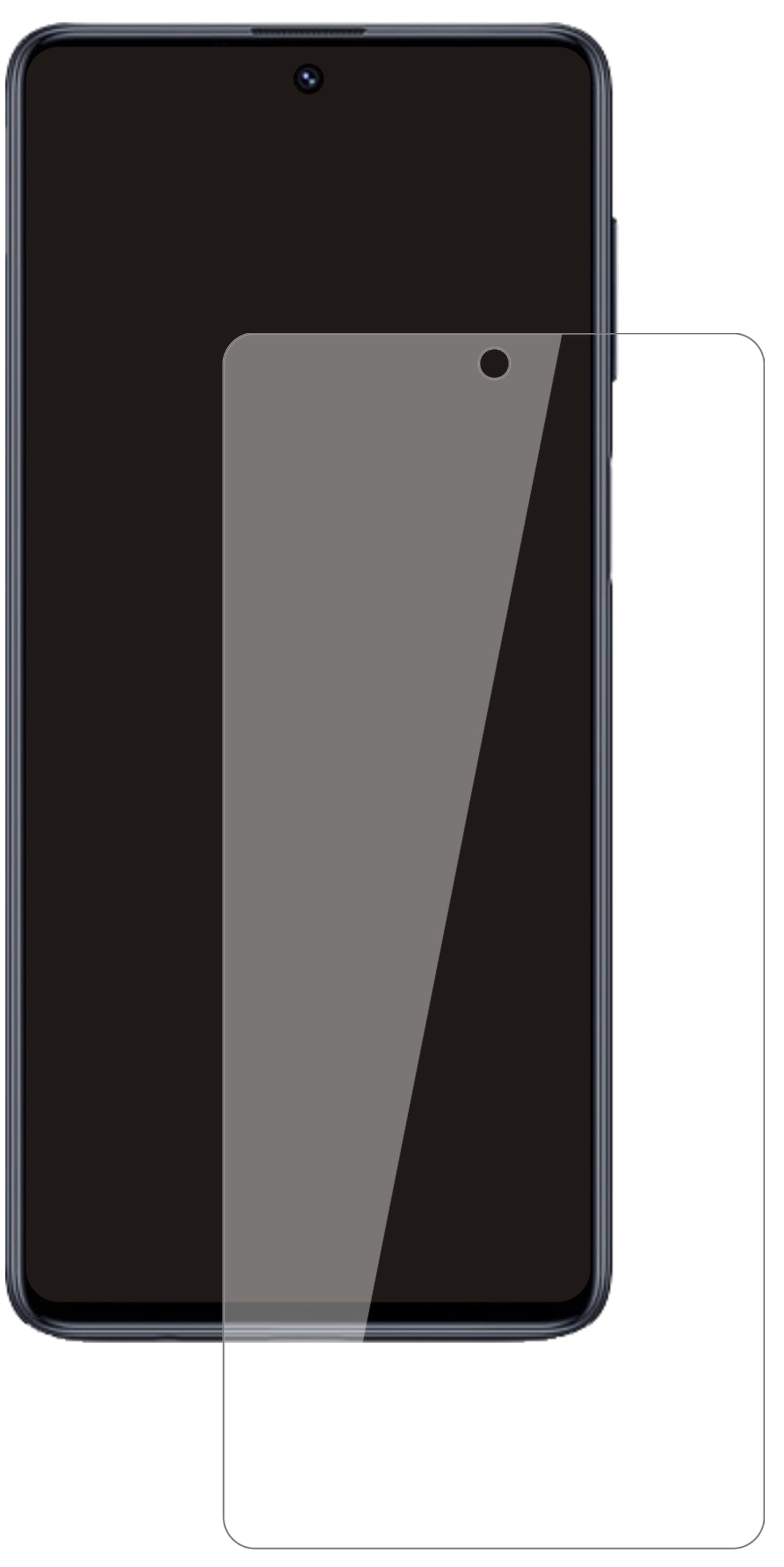 SamsungGalaxy M62 mit aufgebrachter dipos Flex Schutzfolie, glasklare Darstellung ohne Einschränkungen