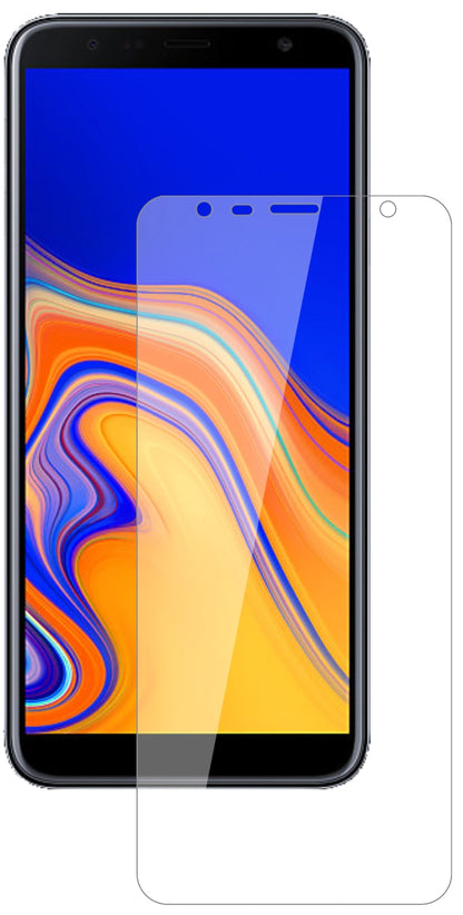SamsungGalaxy J6 Plus (2018) mit aufgebrachter dipos Flex Schutzfolie, glasklare Darstellung ohne Einschränkungen