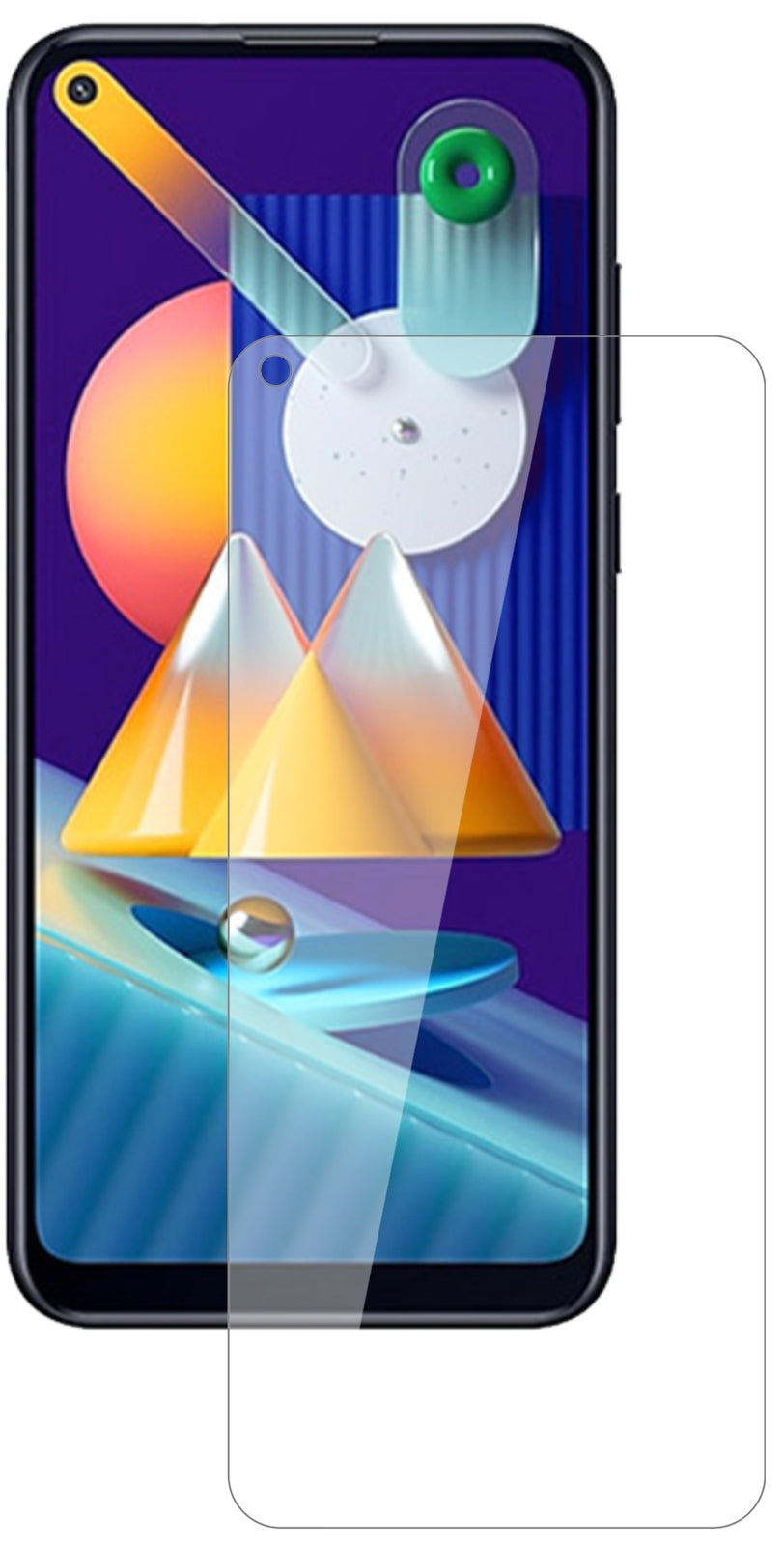 SamsungGalaxy M11 mit aufgebrachter dipos Flex Schutzfolie, glasklare Darstellung ohne Einschränkungen