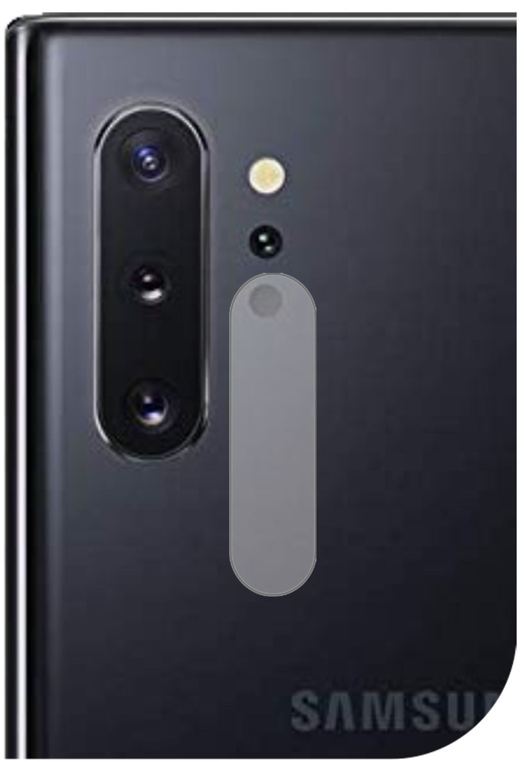SamsungGalaxy Note 10 PLUS Kameralinse mit aufgebrachter dipos Flex Schutzfolie, glasklare Darstellung ohne Einschränkungen