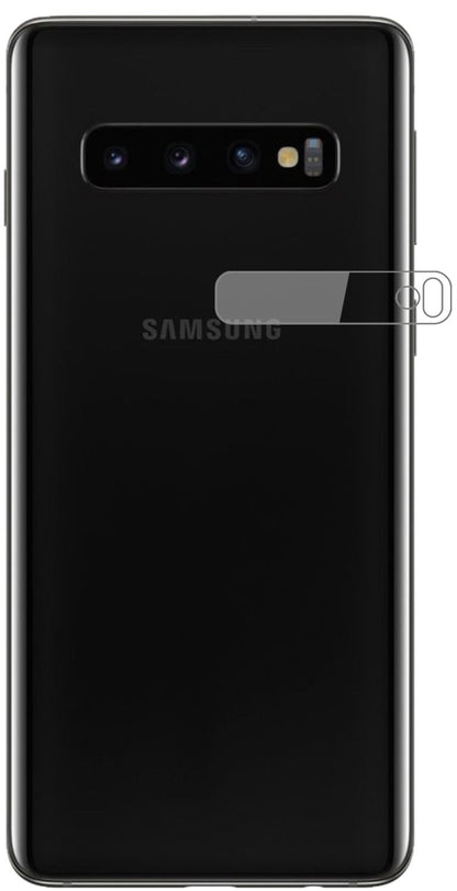 SamsungGalaxy S10 Kameralinse mit aufgebrachter dipos Flex Schutzfolie, glasklare Darstellung ohne Einschränkungen