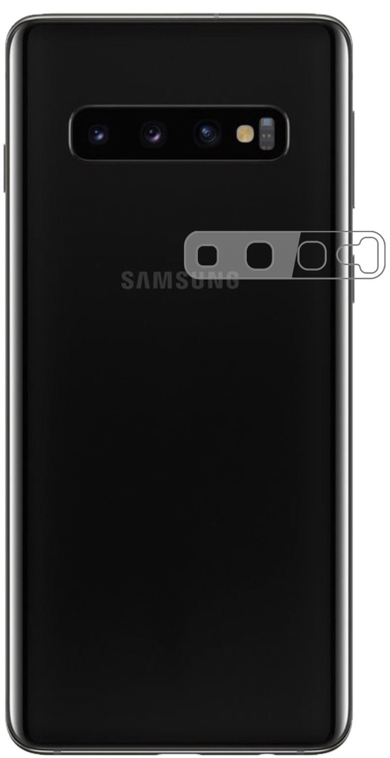 SamsungGalaxy S10 Plus Kameralinse mit aufgebrachter dipos Flex Schutzfolie, glasklare Darstellung ohne Einschränkungen