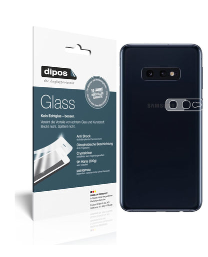 SamsungGalaxy S10e Kameralinse mit aufgebrachter dipos Flex Schutzfolie, glasklare Darstellung ohne Einschränkungen
