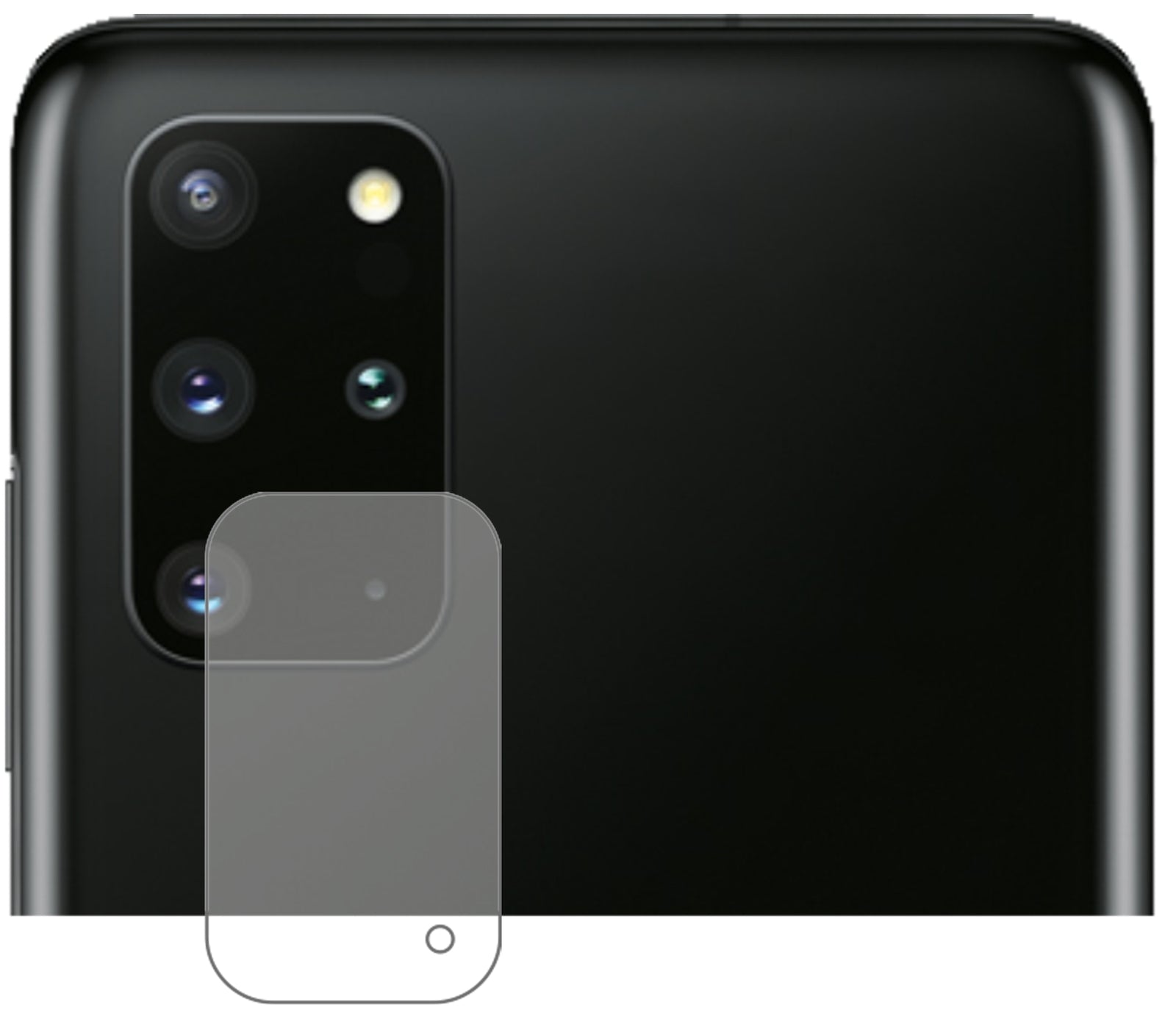 SamsungGalaxy S20 Plus 5G Kameralinse mit aufgebrachter dipos Flex Schutzfolie, glasklare Darstellung ohne Einschränkungen