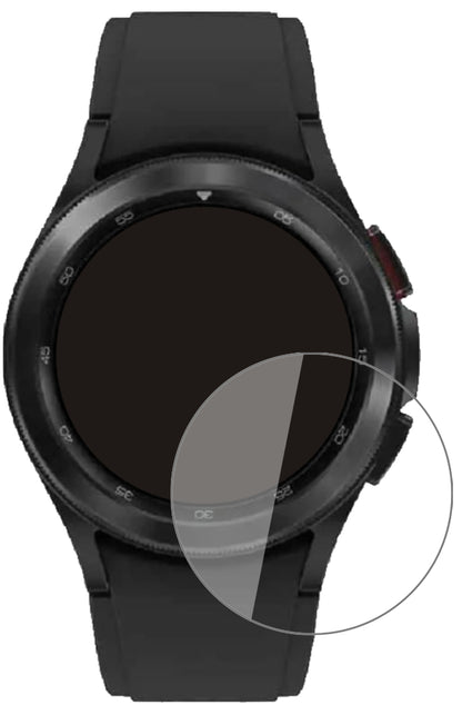 SamsungGalaxy Watch 4 (44 mm) mit aufgebrachter dipos Flex Schutzfolie, glasklare Darstellung ohne Einschränkungen
