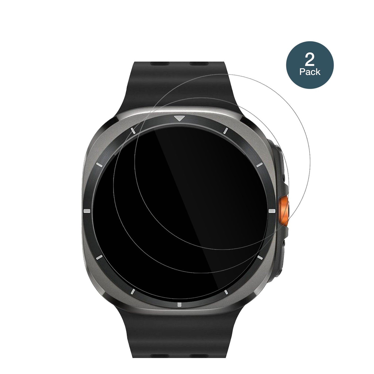 SamsungGalaxy Watch Ultra mit aufgebrachter dipos Flex Schutzfolie, glasklare Darstellung ohne Einschränkungen