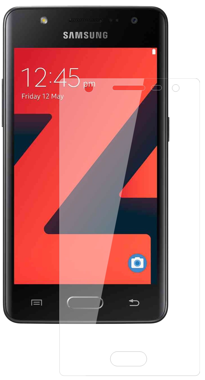 SamsungZ4 mit aufgebrachter dipos Flex Schutzfolie, glasklare Darstellung ohne Einschränkungen