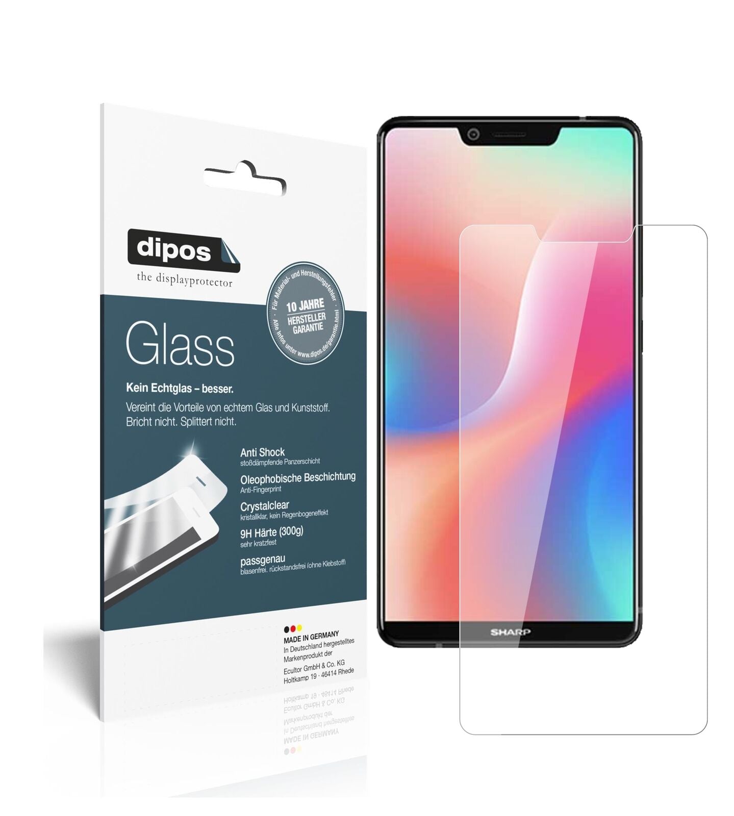 SharpAquos S3 High Edition mit aufgebrachter dipos Flex Schutzfolie, glasklare Darstellung ohne Einschränkungen