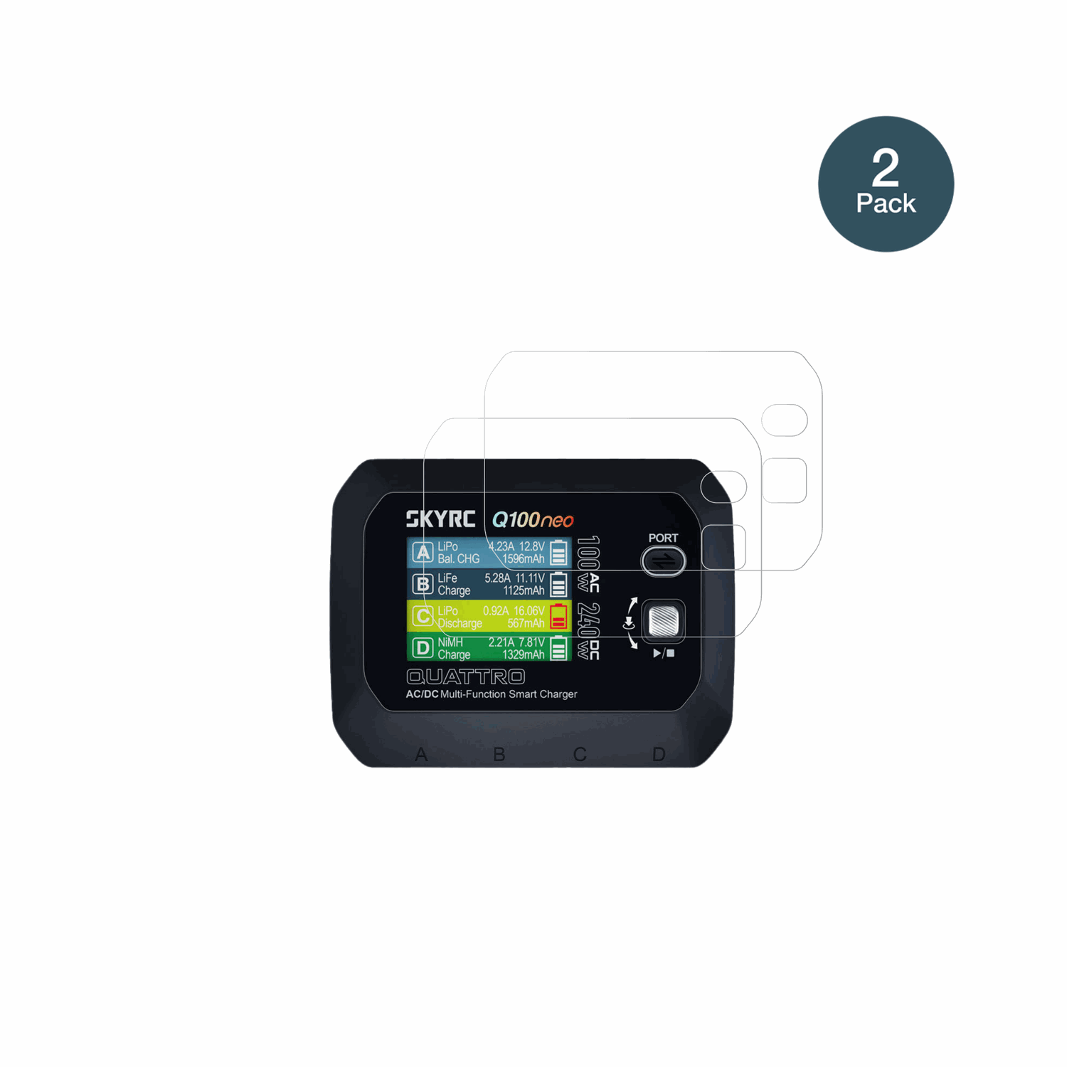 SkyRcQ100 Neo mit aufgebrachter dipos Flex Schutzfolie, glasklare Darstellung ohne Einschränkungen