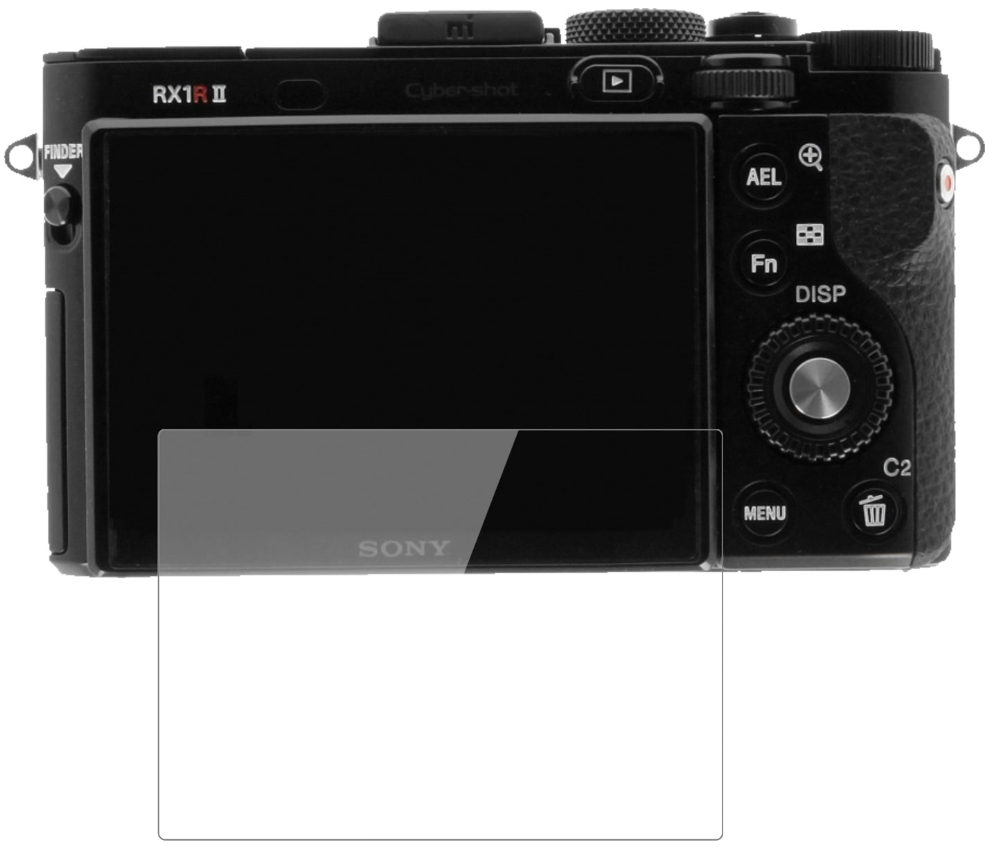 SonyCyber-Shot DSC-RX100 III mit aufgebrachter dipos Flex Schutzfolie, glasklare Darstellung ohne Einschränkungen