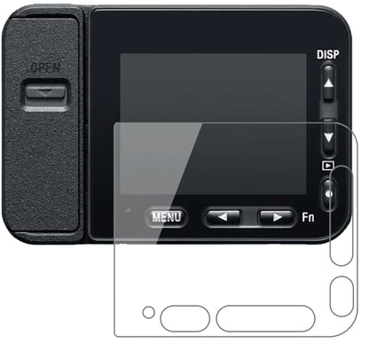 SonyDSC-RX0 II mit aufgebrachter dipos Flex Schutzfolie, glasklare Darstellung ohne Einschränkungen