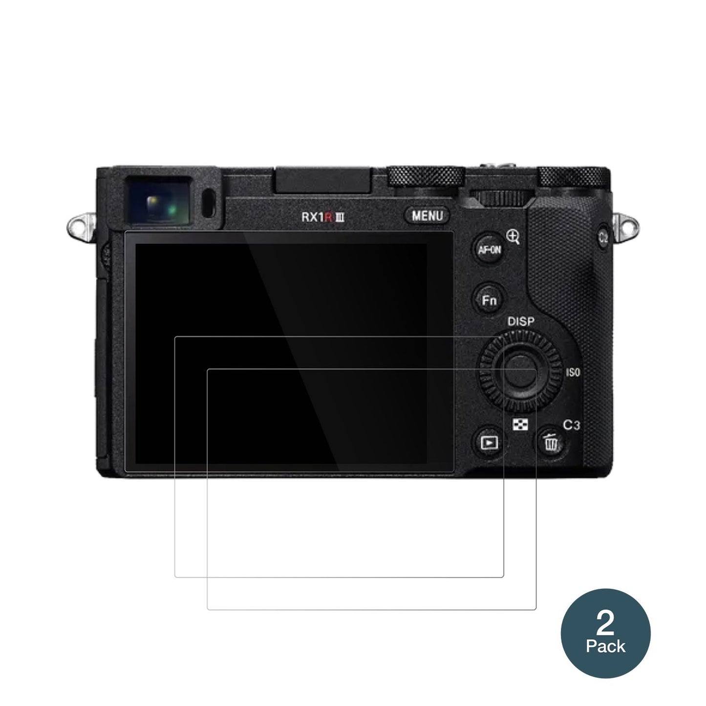 SonyRX1R III mit aufgebrachter dipos Flex Schutzfolie, glasklare Darstellung ohne Einschränkungen
