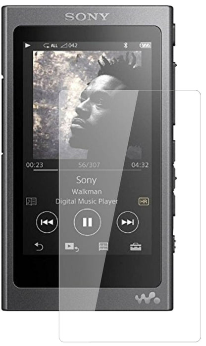 SonyWalkman NW-A35 mit aufgebrachter dipos Flex Schutzfolie, glasklare Darstellung ohne Einschränkungen