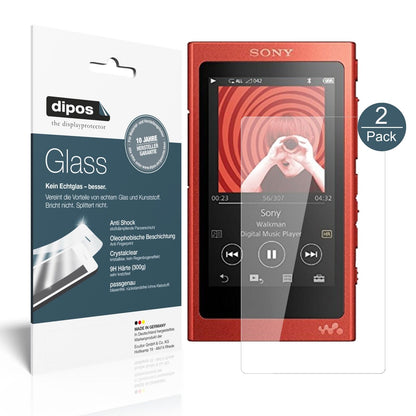 SonyWalkman NW-A35HN mit aufgebrachter dipos Flex Schutzfolie, glasklare Darstellung ohne Einschränkungen