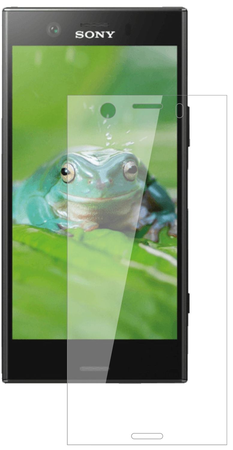 SonyXperia XZ1 Compact mit aufgebrachter dipos Flex Schutzfolie, glasklare Darstellung ohne Einschränkungen