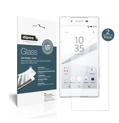 SonyXperia Z5 mit aufgebrachter dipos Flex Schutzfolie, glasklare Darstellung ohne Einschränkungen