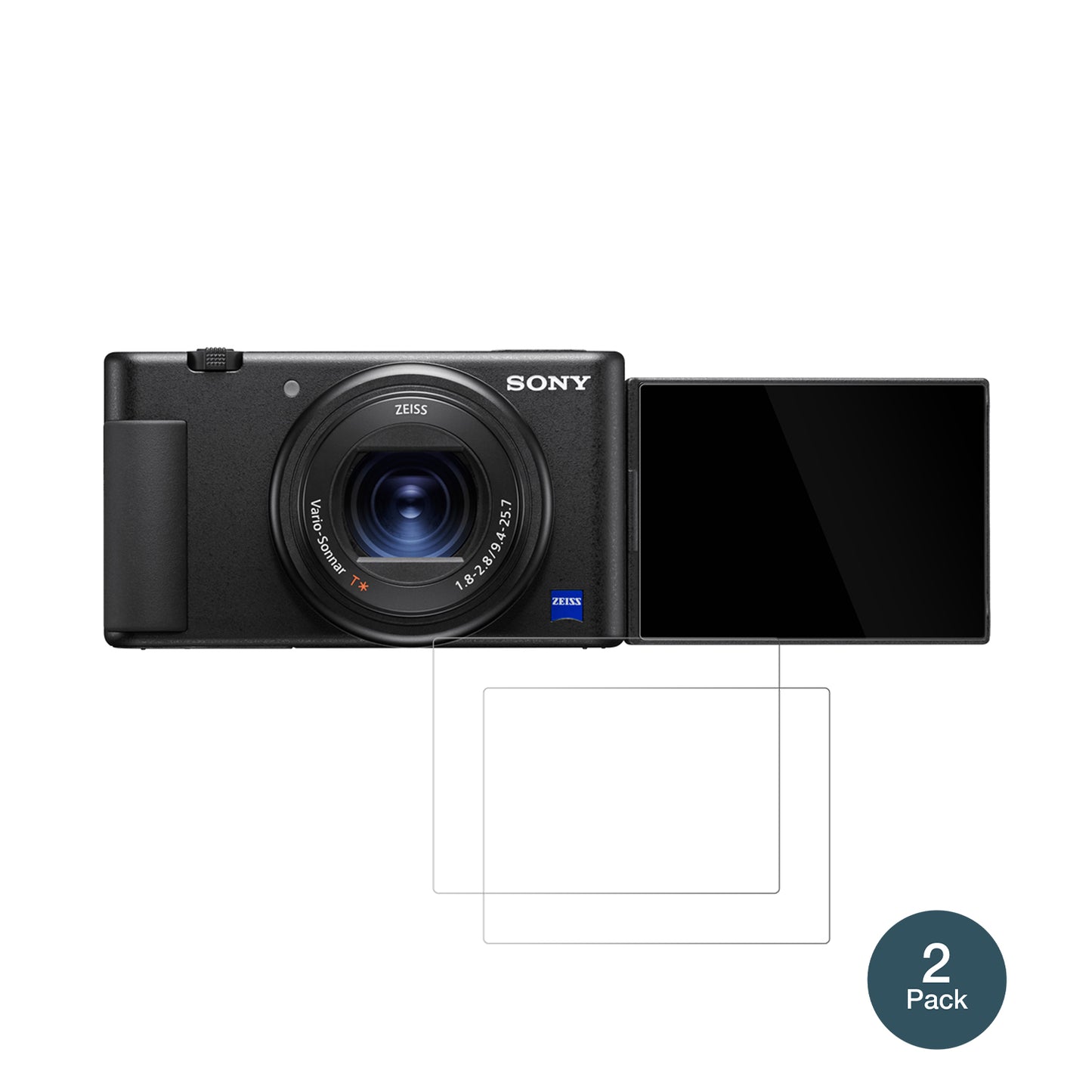 SonyZV-1A mit aufgebrachter dipos Flex Schutzfolie, glasklare Darstellung ohne Einschränkungen