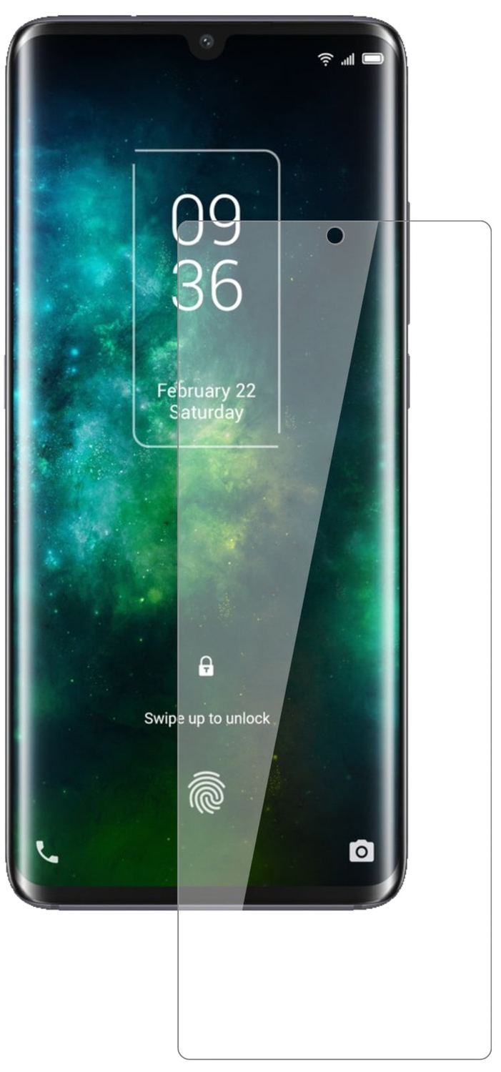 TCL10 Pro mit aufgebrachter dipos Flex Schutzfolie, glasklare Darstellung ohne Einschränkungen