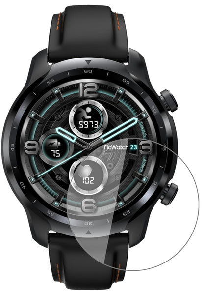 TicWatchPro 3 GPS mit aufgebrachter dipos Flex Schutzfolie, glasklare Darstellung ohne Einschränkungen