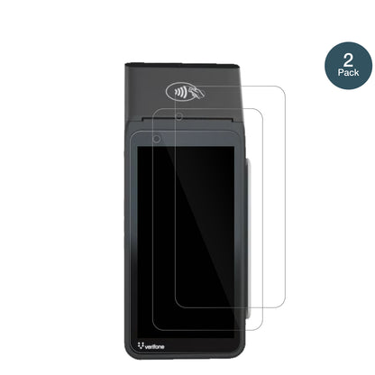 VerifoneV660p mit aufgebrachter dipos Flex Schutzfolie, glasklare Darstellung ohne Einschränkungen