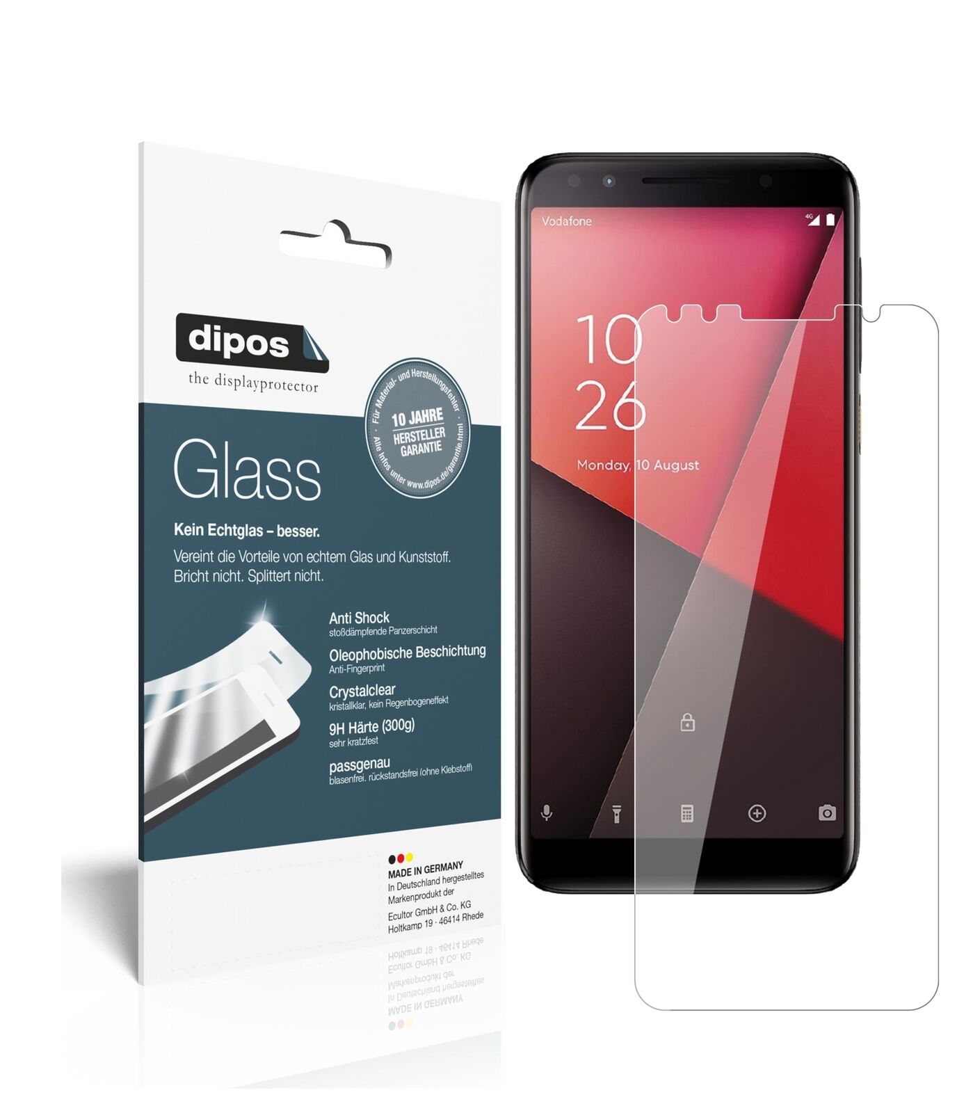 VodafoneSmart N9 mit aufgebrachter dipos Flex Schutzfolie, glasklare Darstellung ohne Einschränkungen