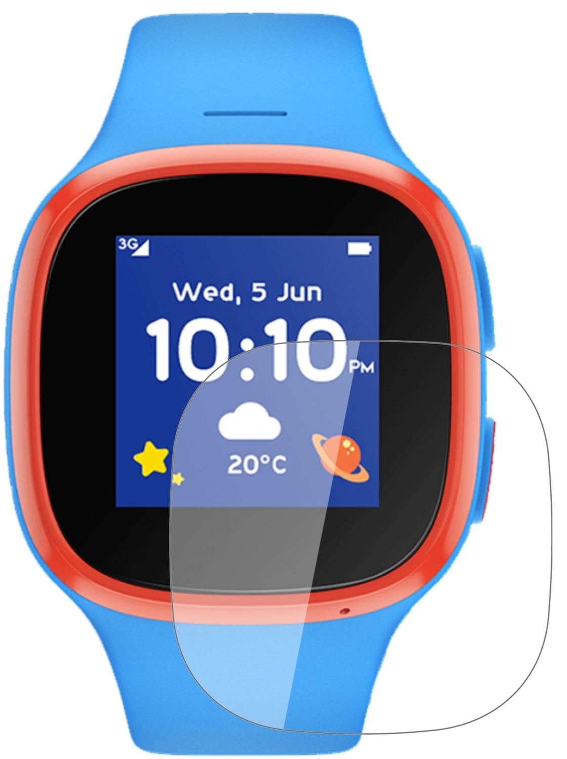 VodafoneV-Kids Watch mit aufgebrachter dipos Flex Schutzfolie, glasklare Darstellung ohne Einschränkungen
