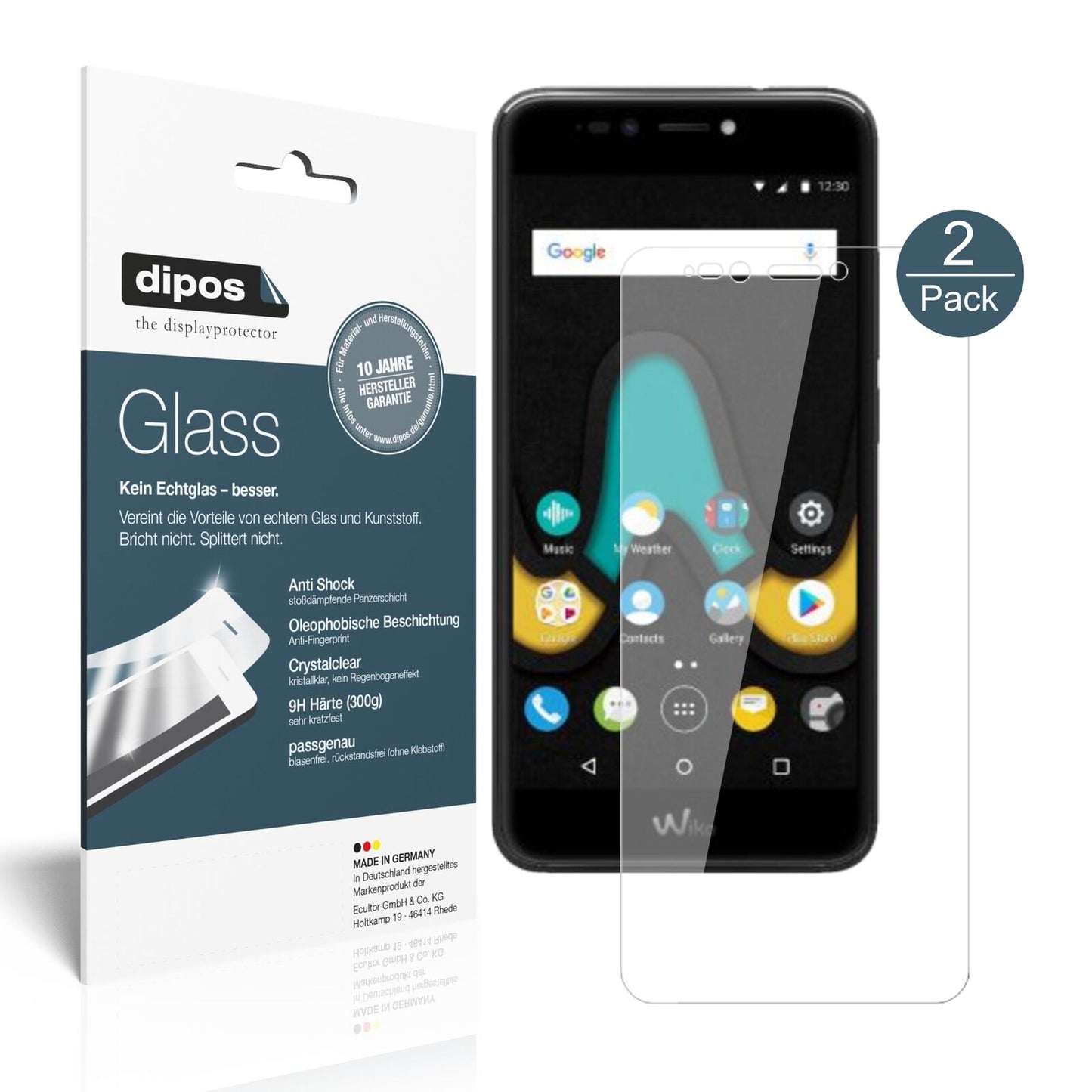 WikoUpulse Lite mit aufgebrachter dipos Flex Schutzfolie, glasklare Darstellung ohne Einschränkungen