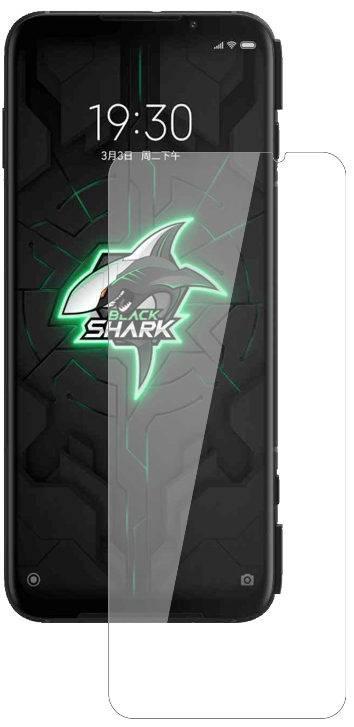XiaomiBlack Shark 3 5G mit aufgebrachter dipos Flex Schutzfolie, glasklare Darstellung ohne Einschränkungen