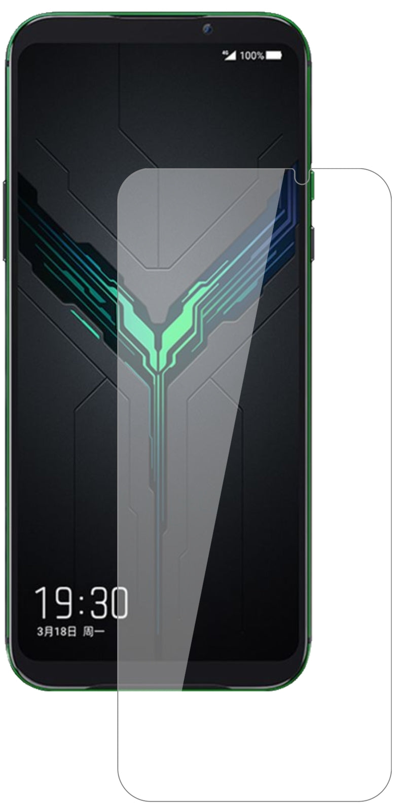 XiaomiBlack Shark 3S mit aufgebrachter dipos Flex Schutzfolie, glasklare Darstellung ohne Einschränkungen