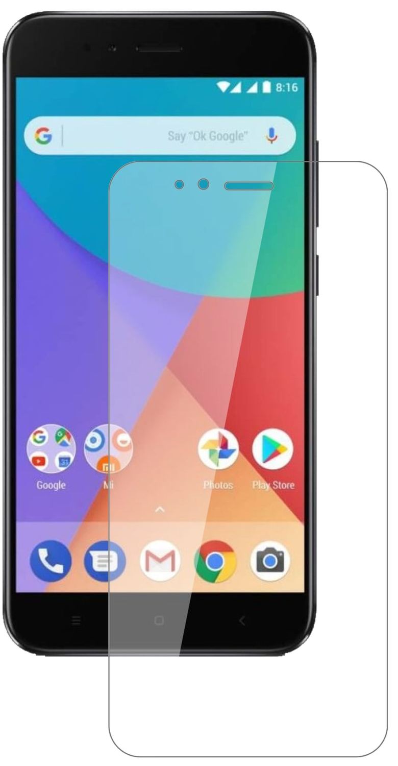 XiaomiMi A1 mit aufgebrachter dipos Flex Schutzfolie, glasklare Darstellung ohne Einschränkungen