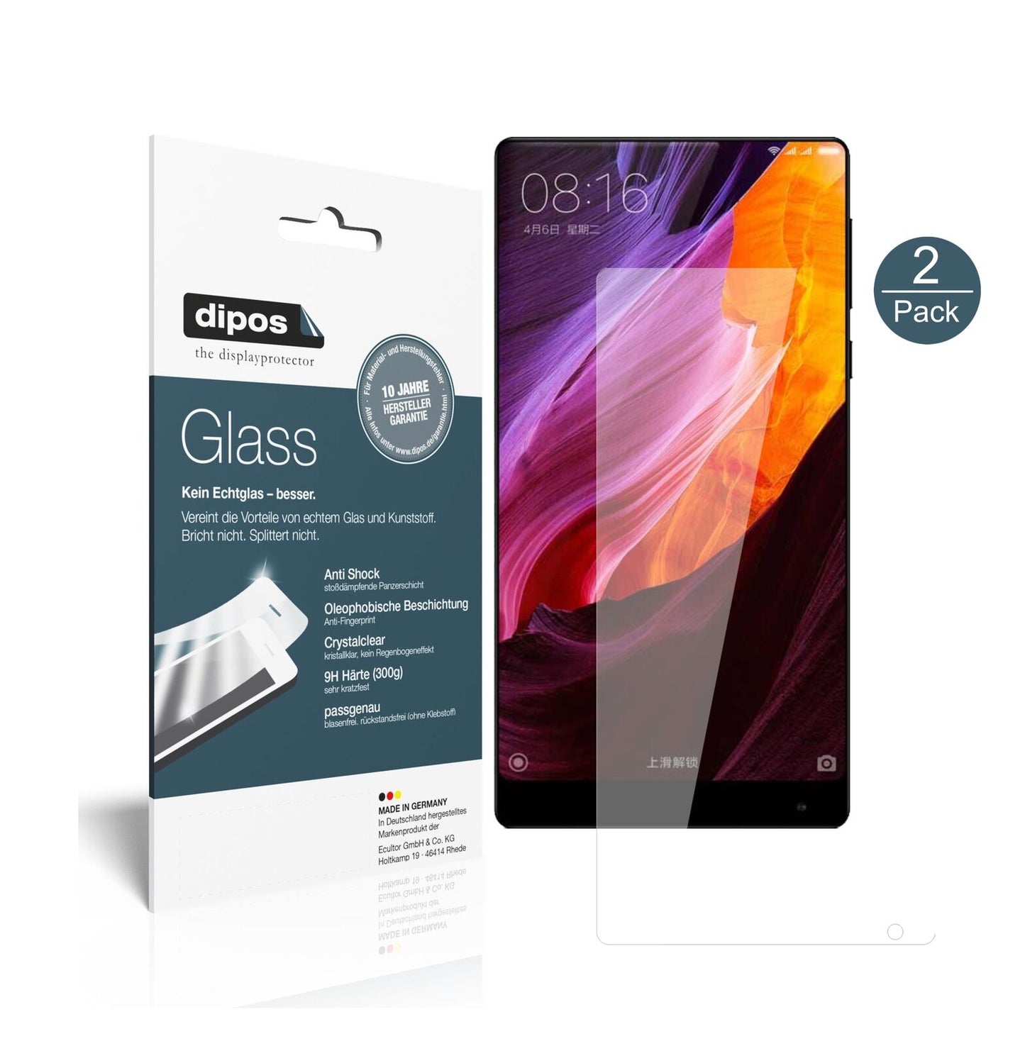 XiaomiMi Mix Nano mit aufgebrachter dipos Flex Schutzfolie, glasklare Darstellung ohne Einschränkungen