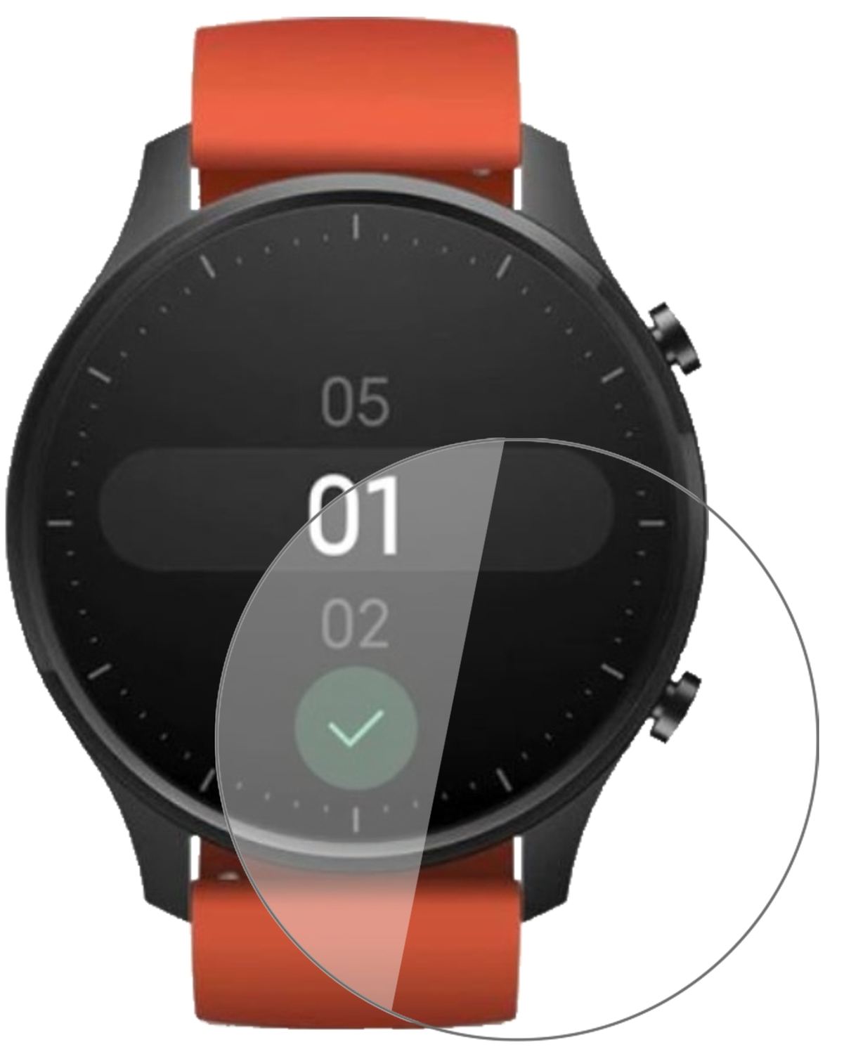 XiaomiMi Watch Color mit aufgebrachter dipos Flex Schutzfolie, glasklare Darstellung ohne Einschränkungen