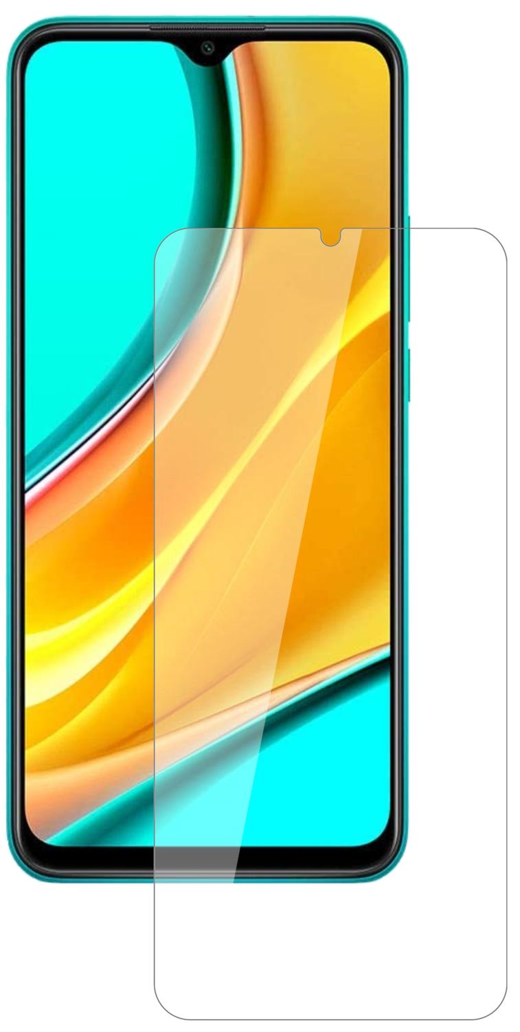 XiaomiRedmi 9 mit aufgebrachter dipos Flex Schutzfolie, glasklare Darstellung ohne Einschränkungen