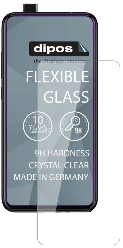 XiaomiRedmi K20 mit aufgebrachter dipos Flex Schutzfolie, glasklare Darstellung ohne Einschränkungen