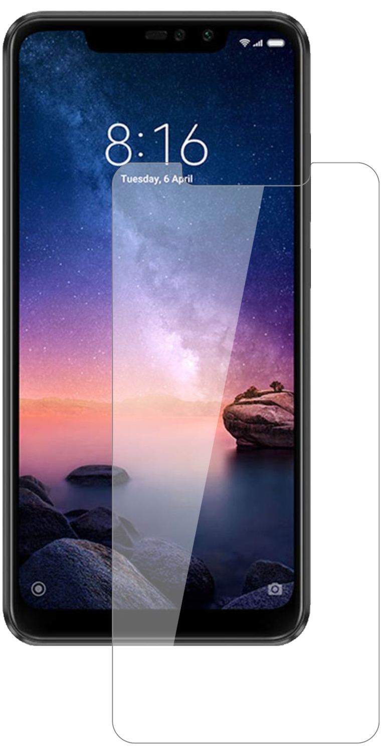 XiaomiRedmi Note 6 Pro mit aufgebrachter dipos Flex Schutzfolie, glasklare Darstellung ohne Einschränkungen