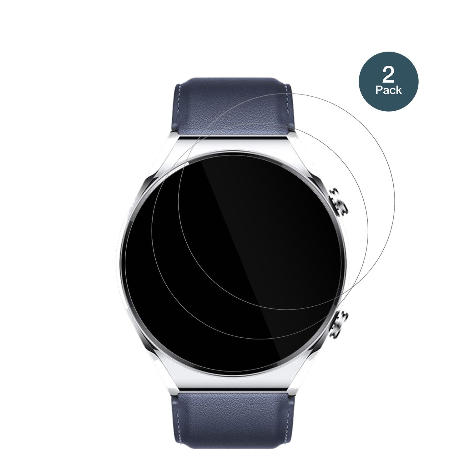 XiaomiWatch S1 mit aufgebrachter dipos Flex Schutzfolie, glasklare Darstellung ohne Einschränkungen