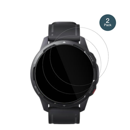 XiaomiWatch S1 Active mit aufgebrachter dipos Flex Schutzfolie, glasklare Darstellung ohne Einschränkungen