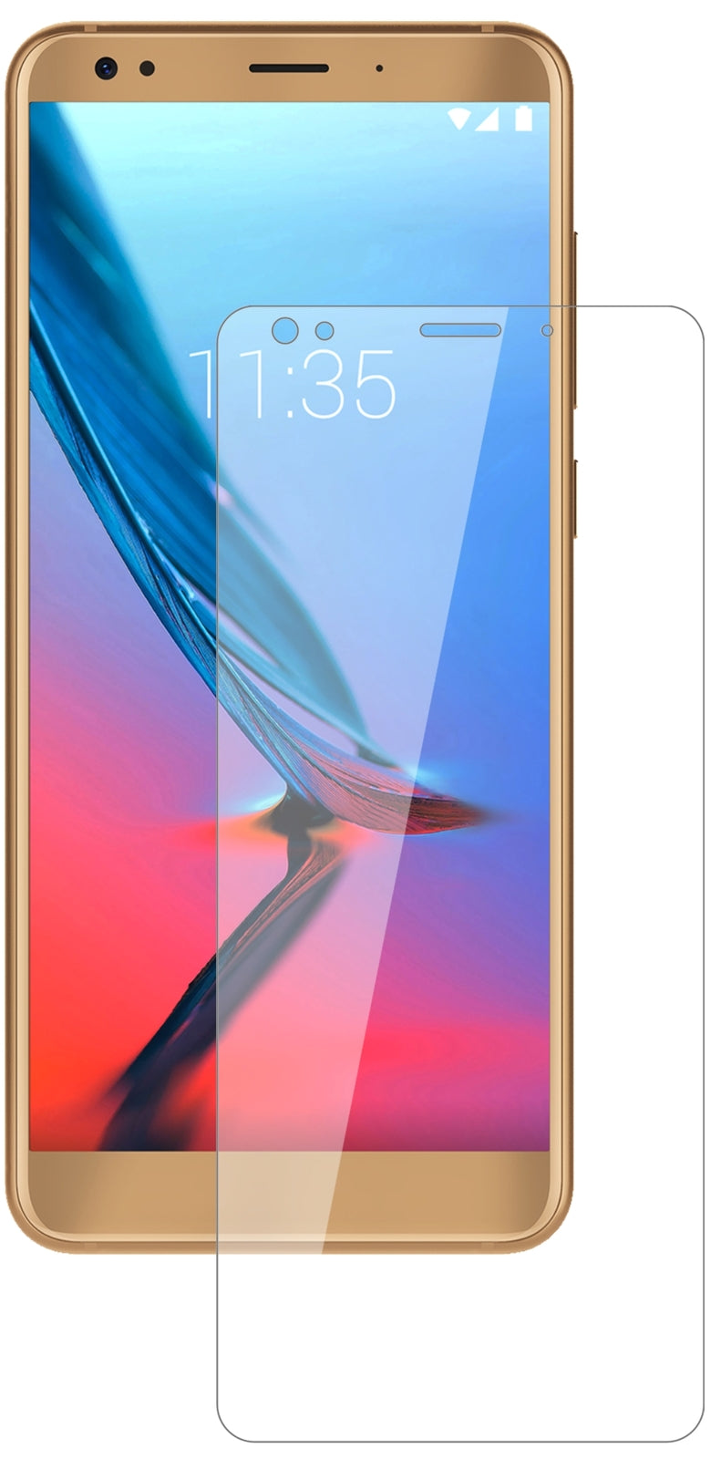 ZTEBlade V9 mit aufgebrachter dipos Flex Schutzfolie, glasklare Darstellung ohne Einschränkungen