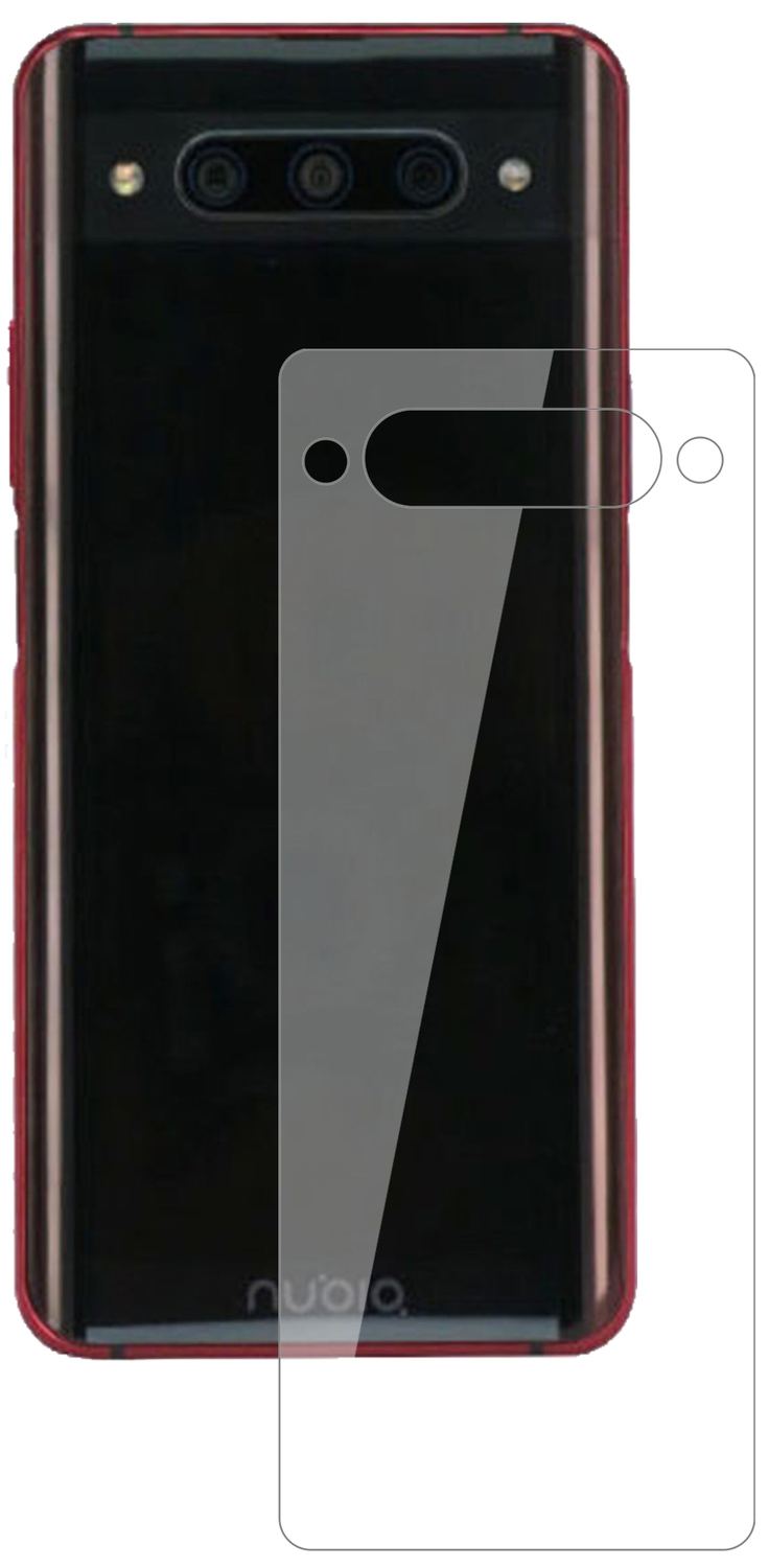 ZTEnubia Z20 Rückseite mit aufgebrachter dipos Flex Schutzfolie, glasklare Darstellung ohne Einschränkungen