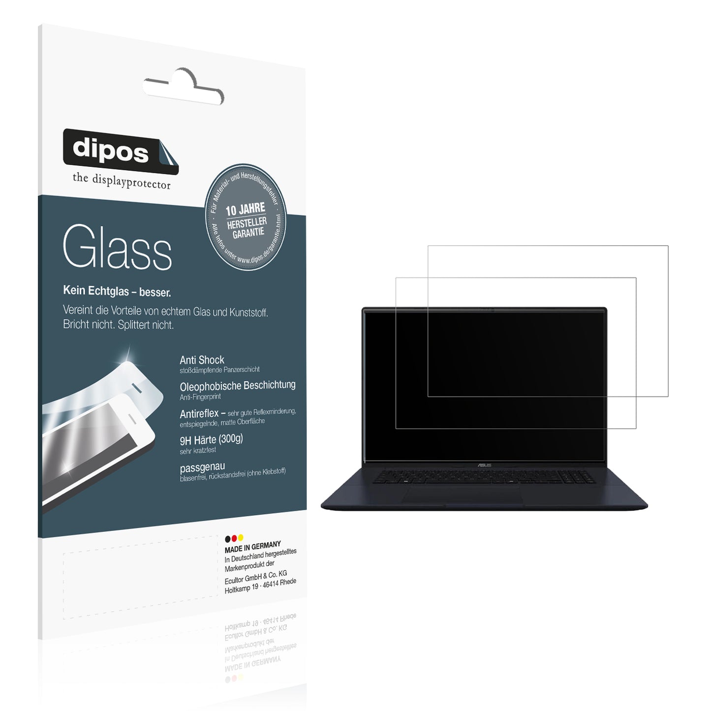 2x 9H Schutzfolie matt für Asus Vivobook 18 M1807 Panzerfolie