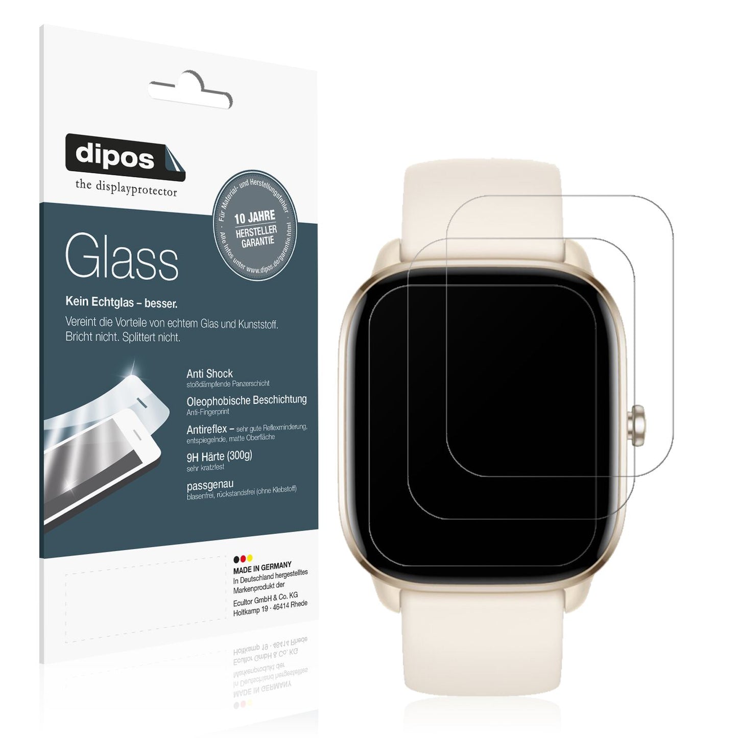 Matte Displayschutzfolie von dipos passend für Amazfit GTS 4 mini, 9H kratzfest und blasenfrei montiert