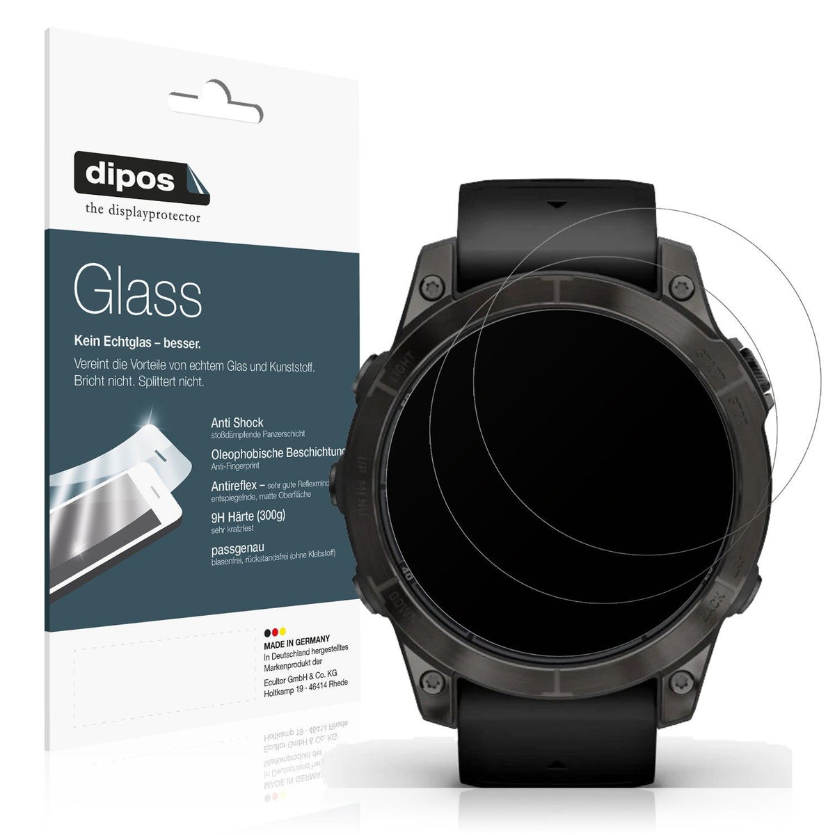 2x 9H Schutzfolie matt für Garmin Fenix 7 Pro 47mm Panzerfolie