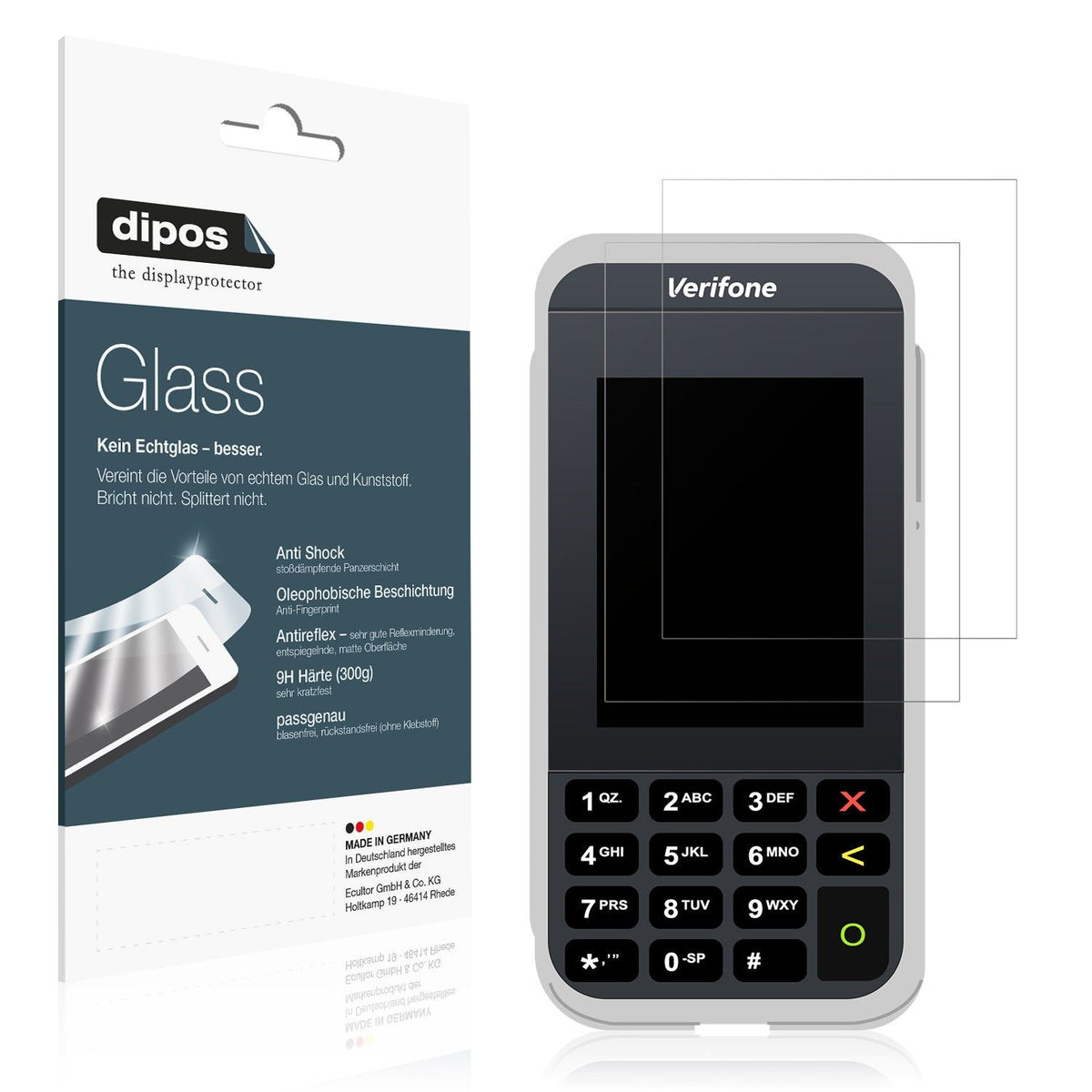 2x 9H Schutzfolie matt für Verifone e285 Panzerfolie