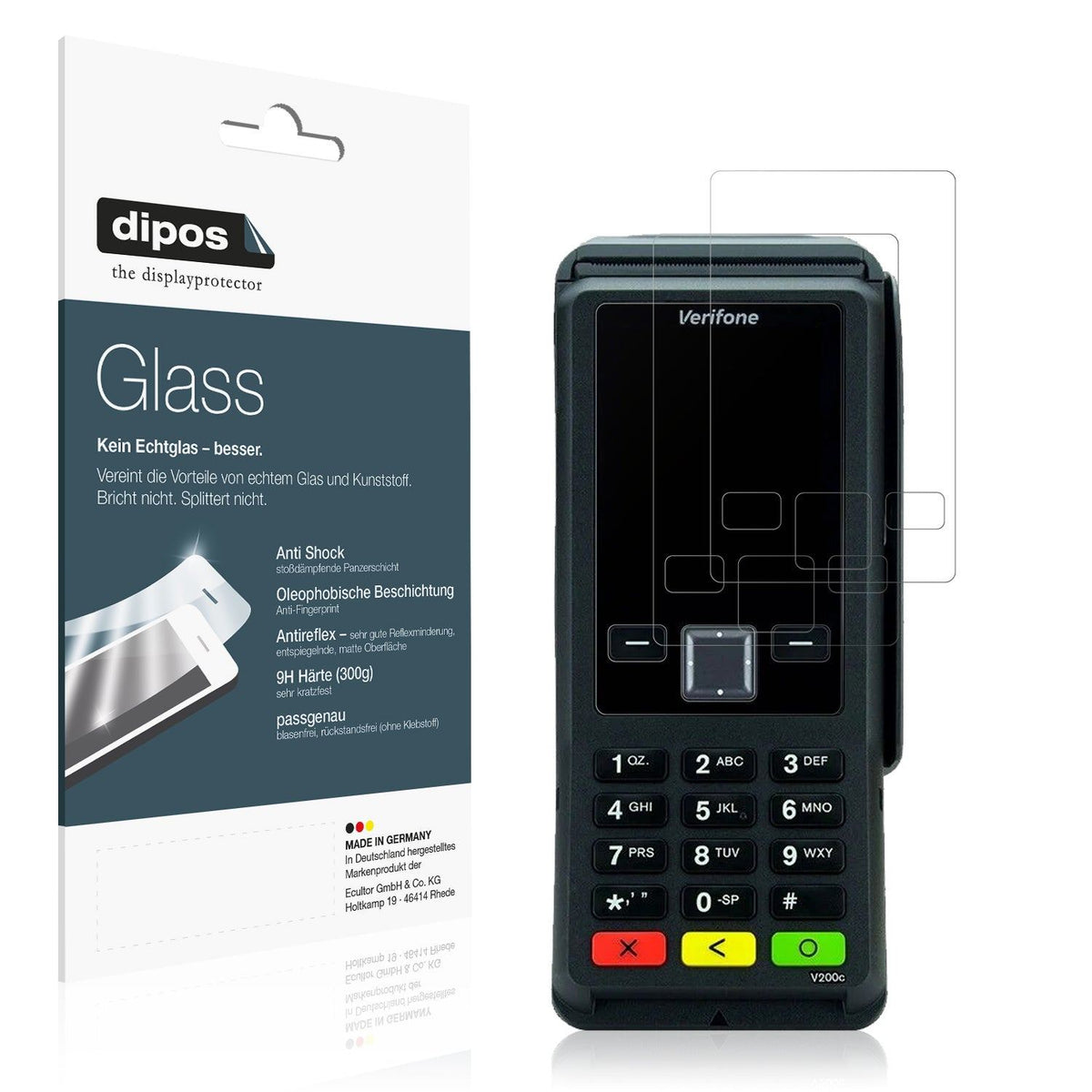 2x 9H Schutzfolie matt für Verifone V200c Panzerfolie